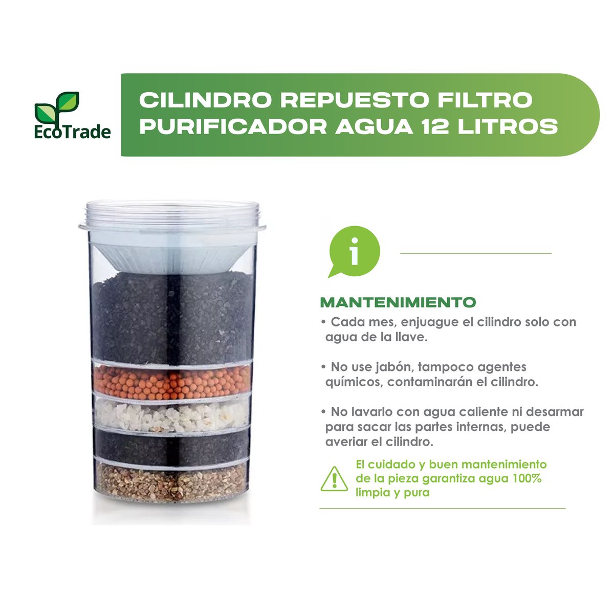 ECOTRADE FILTERS - Cilindro Filtro Purificador De Agua 12 Litros Ecotrade
