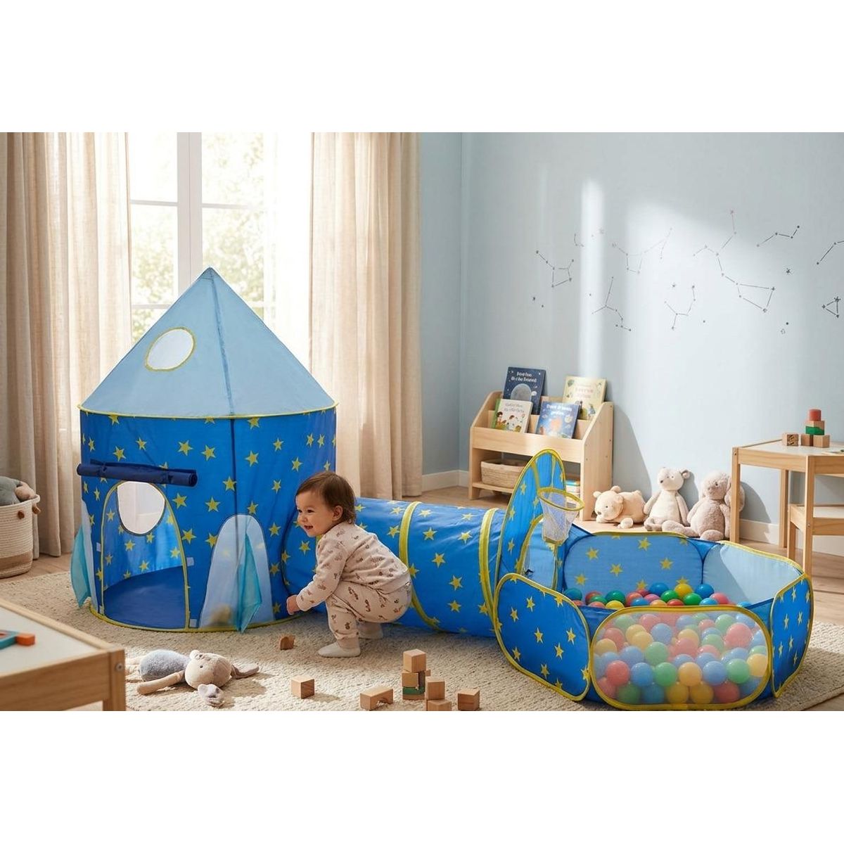 INFANTILES CAJUROMIX - CARPA TUNEL PISCINA AZUL MAS 100 PELOTAS