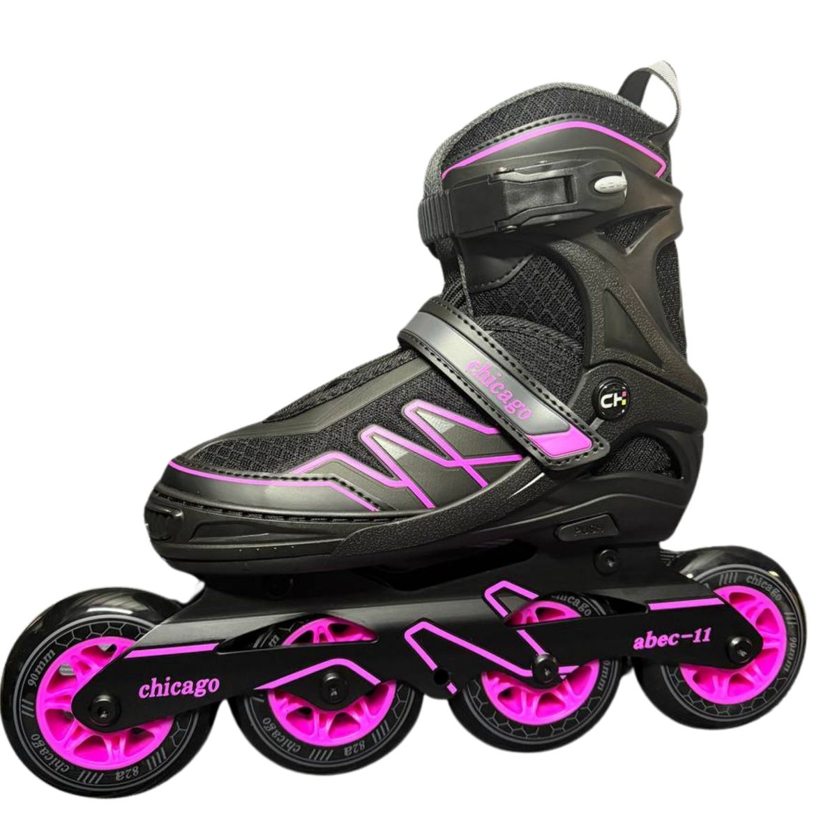 CHICAGO - Patines en Línea Semiprofesionales Bota Semidura Monoblock Talla M 33-36 Fucsia