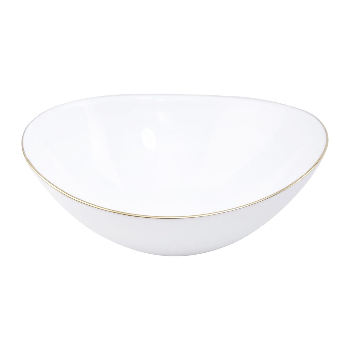ESSENZA - Bowl Blanco Redondo Boat Gold Vitro De 10 Pulgadas Essenza