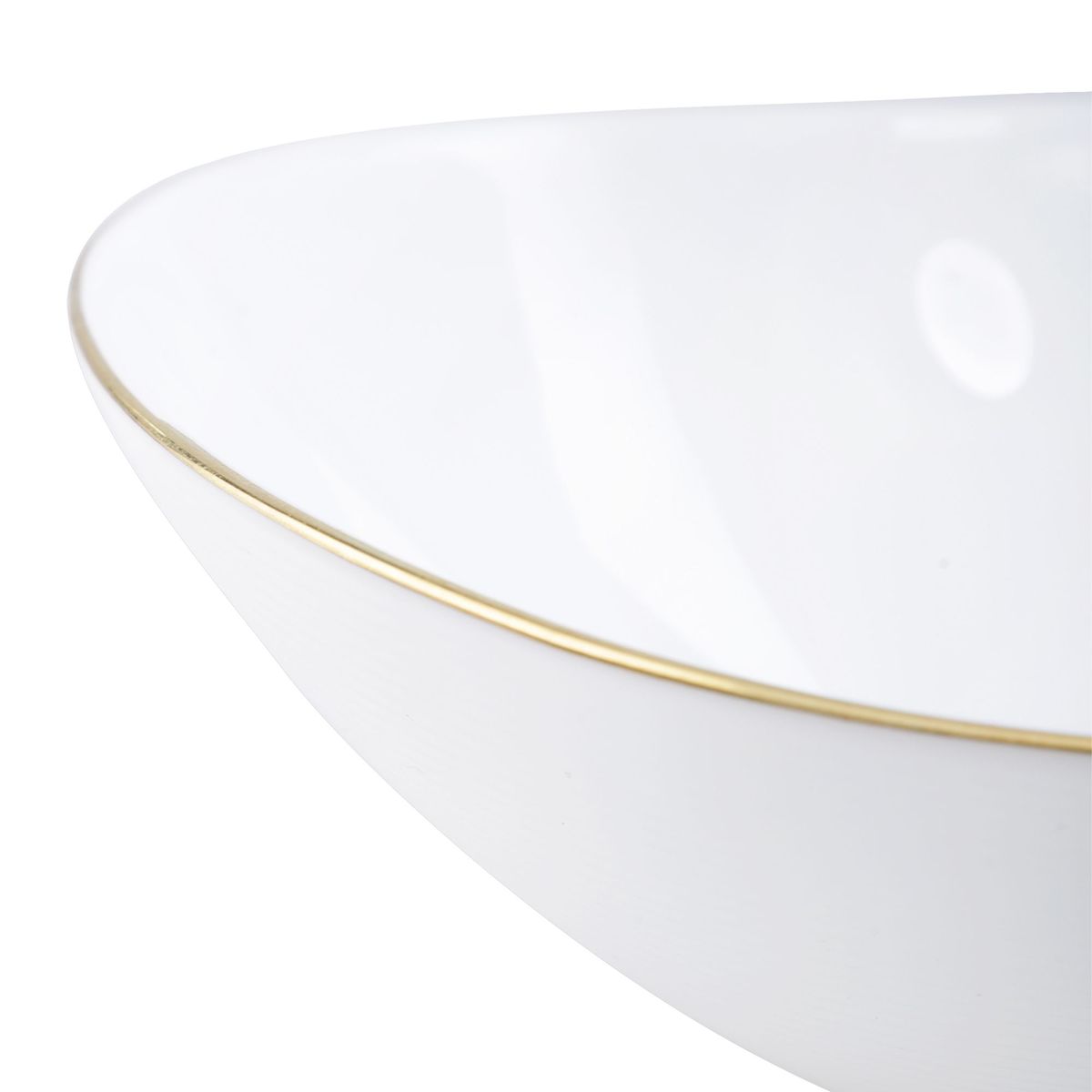 ESSENZA - Bowl Blanco Redondo Boat Gold Vitro De 10 Pulgadas Essenza