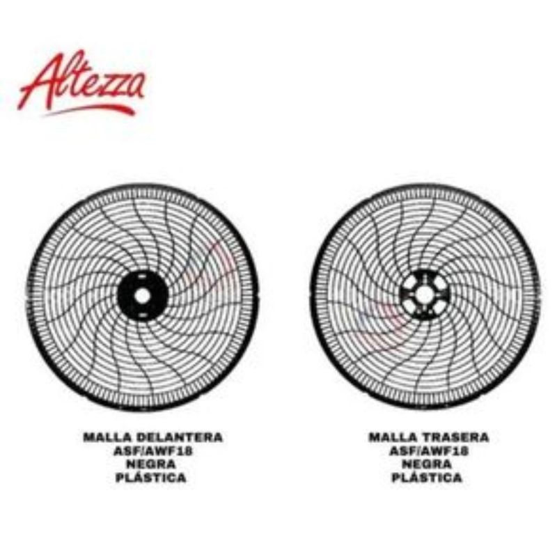 ALTEZZA - Repuesto Juego De Mallas Parrillas Ventilador Altezza ASF-1877 Negro
