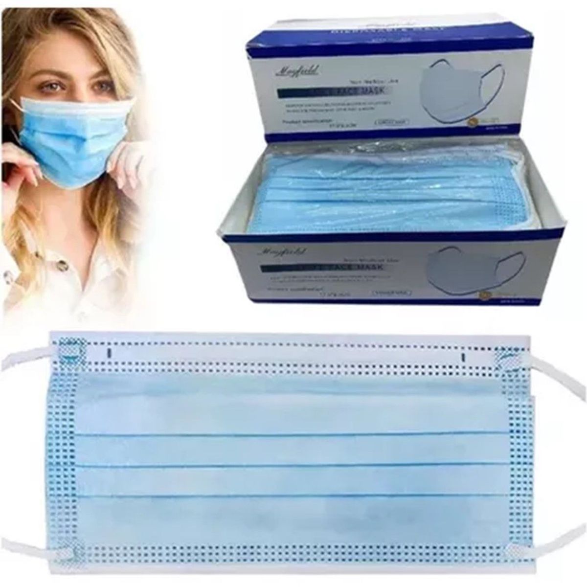 GENERICO - TAPABOCAS TERMOSELLADOS EMPAQUE INDIVIDUAL MAYFIELD AZUL