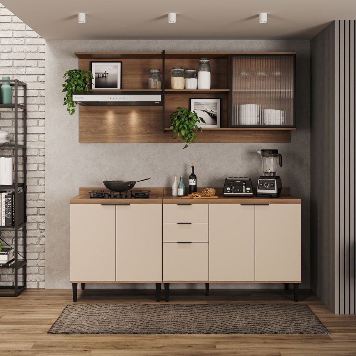 BERTOLINI - Cocina Integral Moderna en MDP De 200cm con mesón en MDP