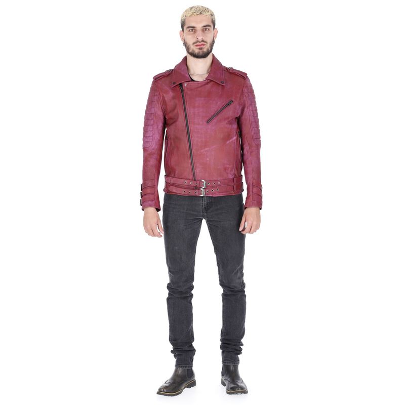 LA CHAQUETERIA - Chaqueta en Cuero Envejecido Vinotinto Subzero