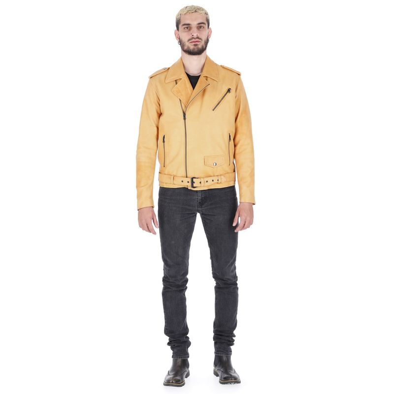 LA CHAQUETERIA - Chaqueta en Cuero Amarillo Natural Bison