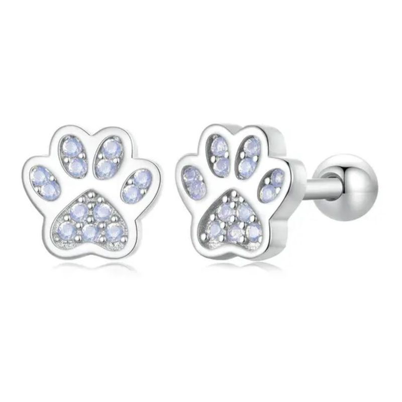 ALHAJAS - Aretes Para Niña O Mujer Huella Perro Gato Fabricados En Plata 925