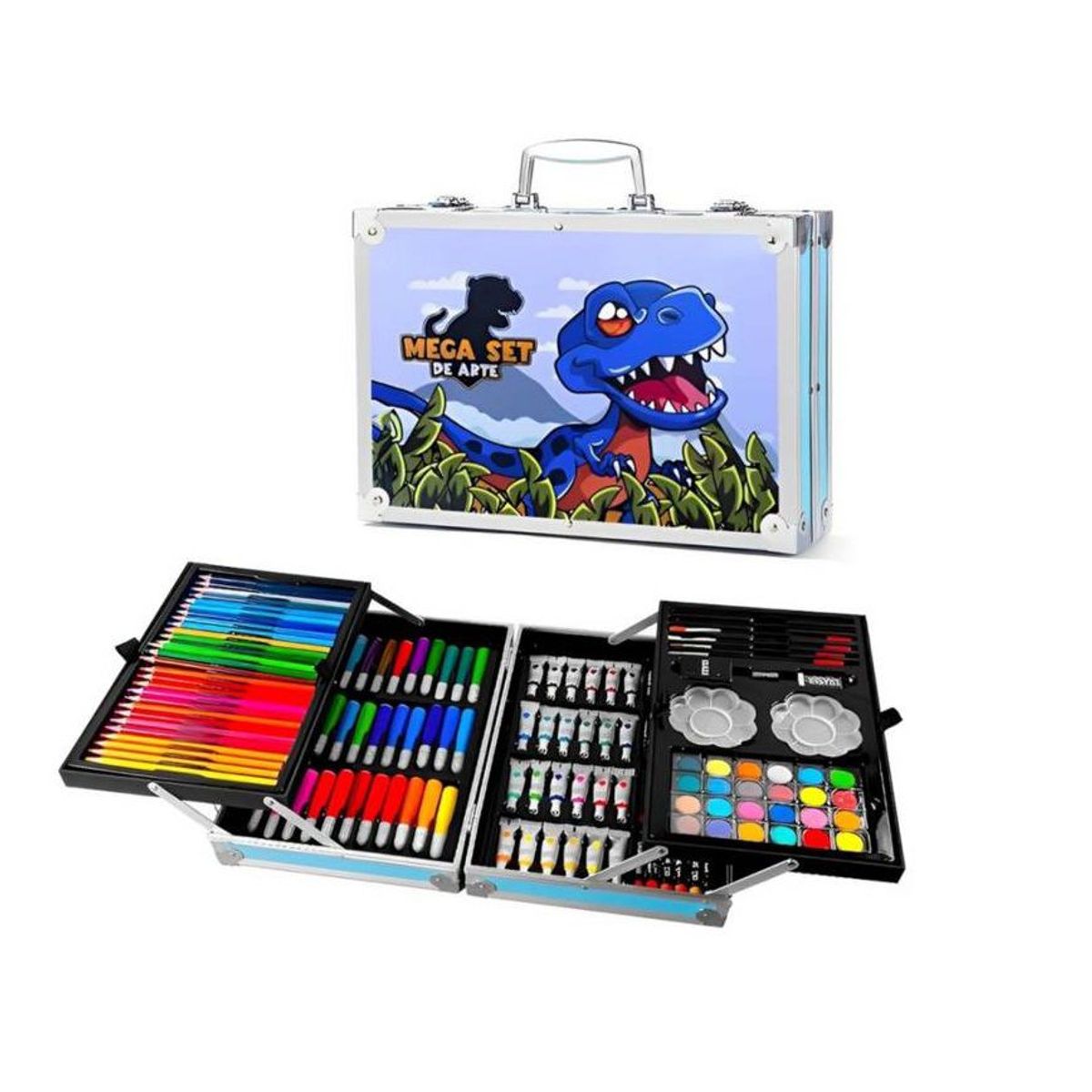 GENERAL - Mega Set De Colores Marcadores Arte 145 Piezas Azul