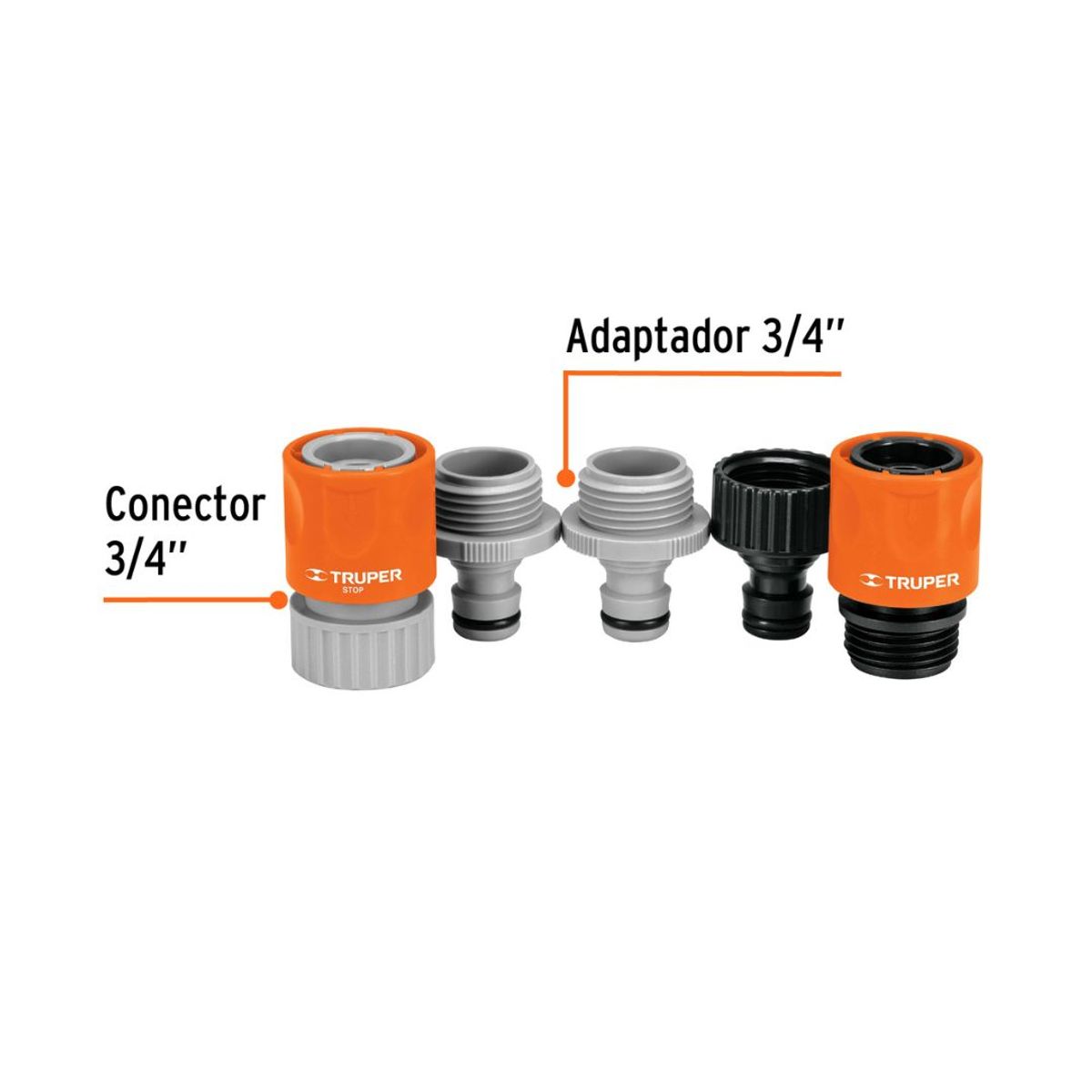 TRUPER - Juego De Acople Rápidos Manguera Sistema Click Hidrolavadora