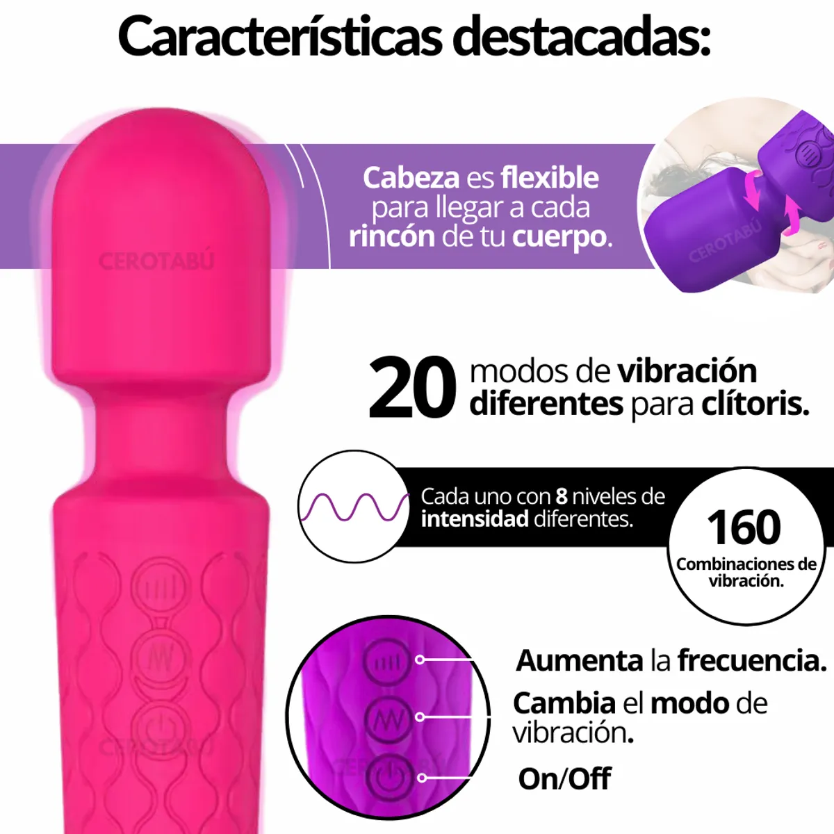 GENERICO - Vibrador Masajeador Clítoris Hitachi Versión Grande 160 Vib