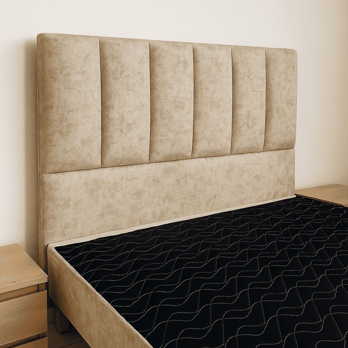 ESTILO Y CONFORT - Basecama con cabecero Monaco Beige 100 sencillo