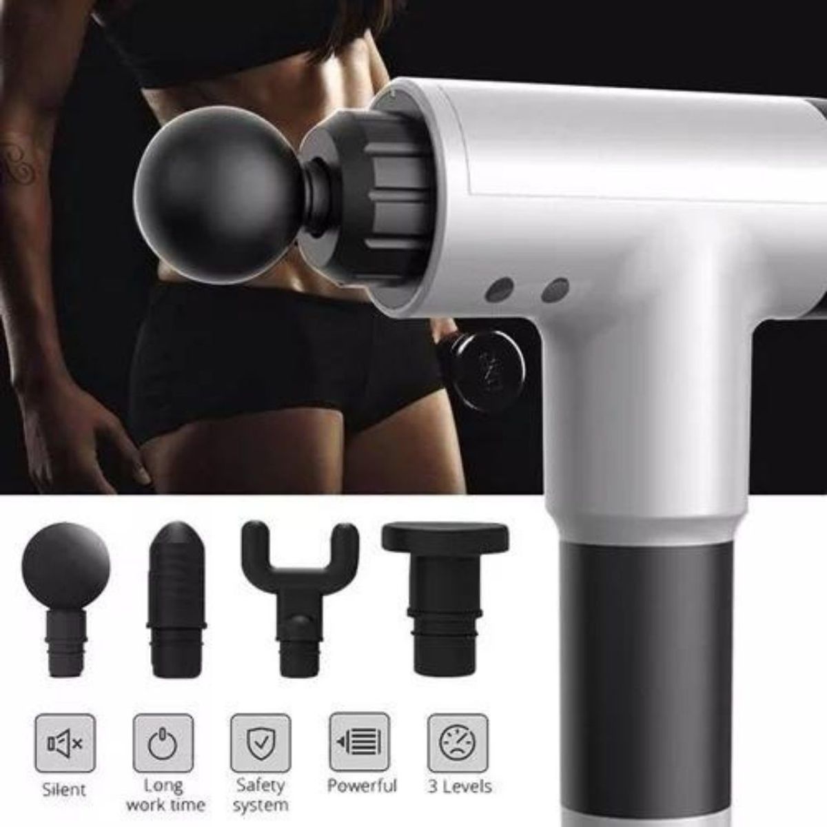 SKY - Masajeador Muscular Fascial Gun 6 Velocidades Color Gris
