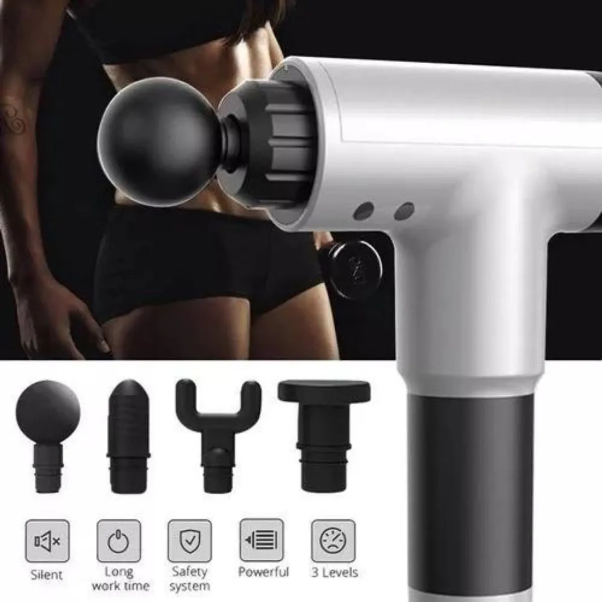 SKY - Masajeador Muscular Fascial Gun 6 Velocidades Color Gris