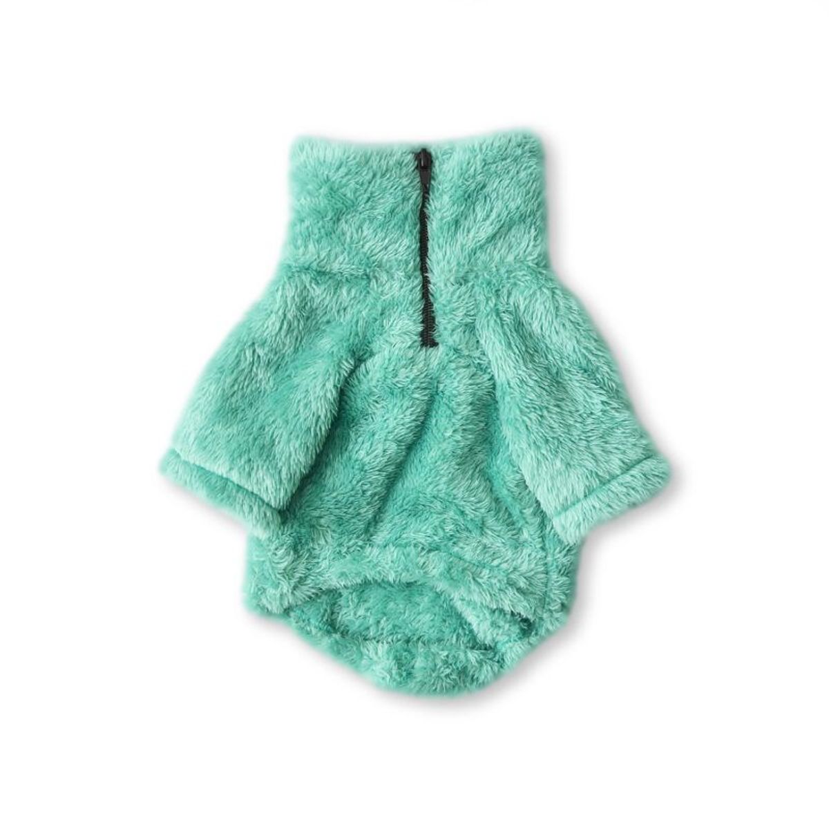 WAWAW - Saco para perro  talla S cuello alto cremallera bisonte verde esmeralda Wawaw