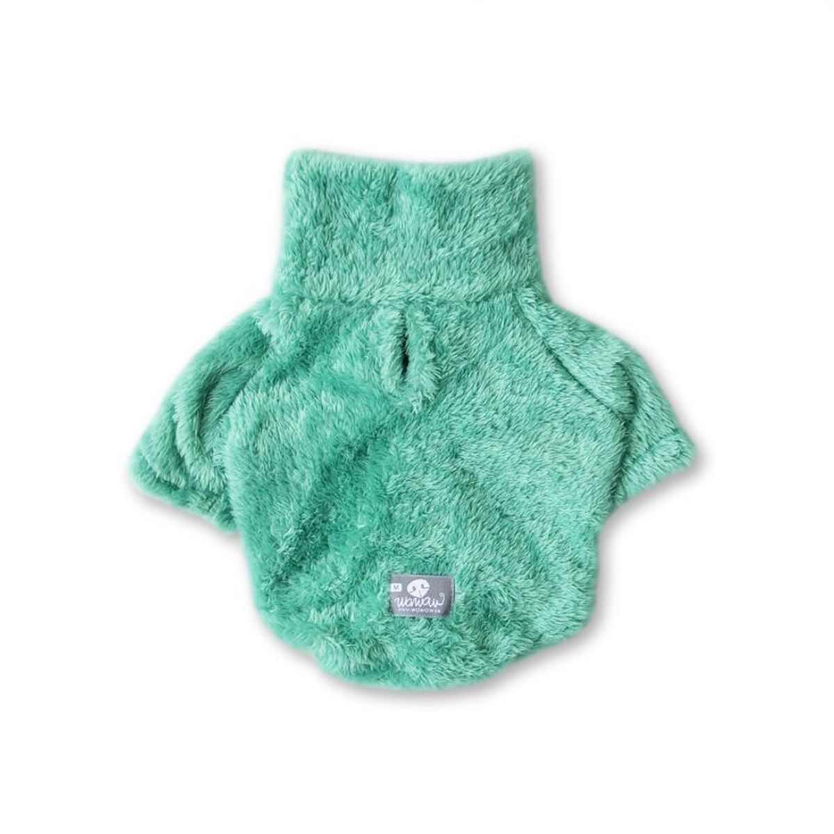 WAWAW - Saco para perro  talla S cuello alto cremallera bisonte verde esmeralda Wawaw