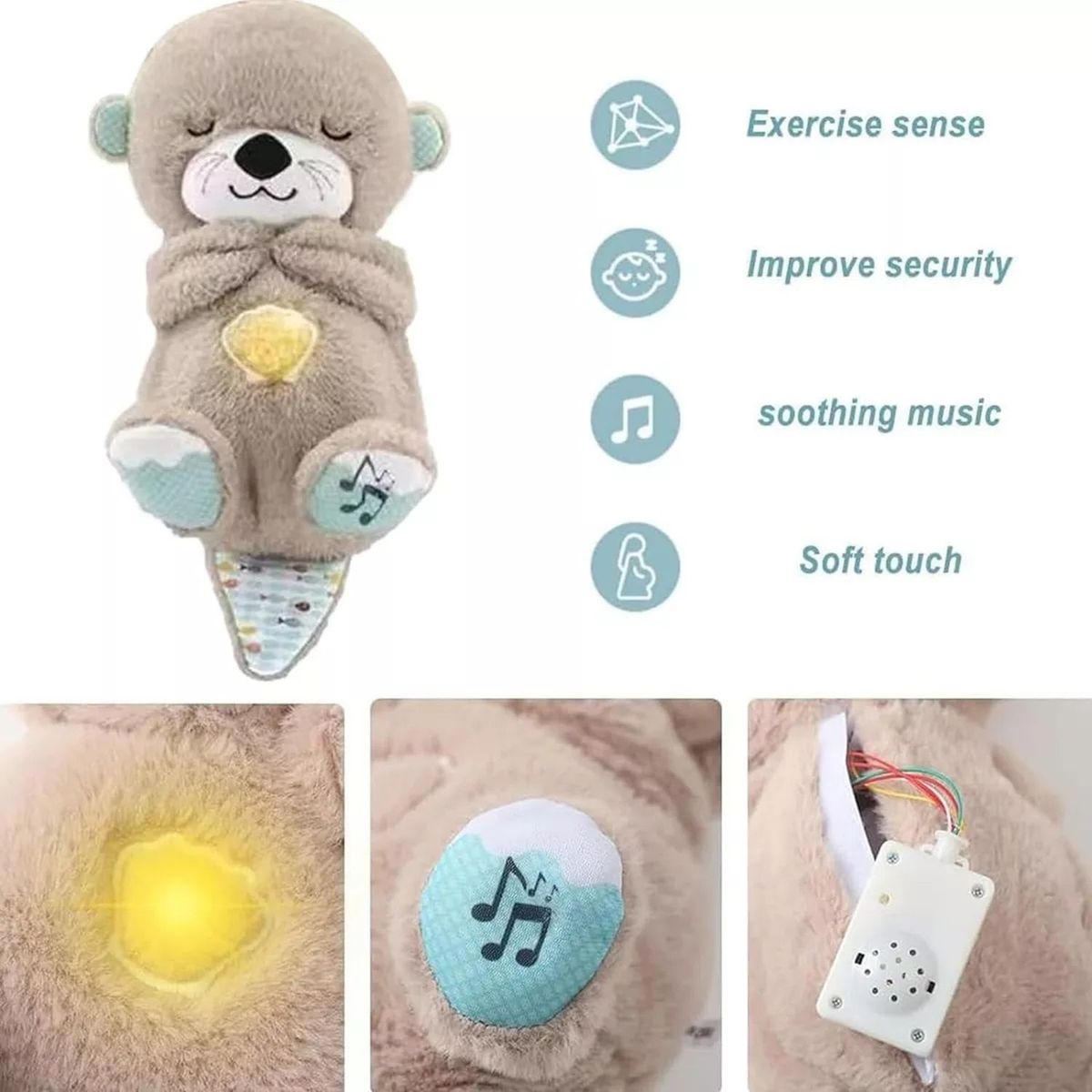 GENERICO - Peluche Realista Nutria Bebe Estimulación Sensorial Sonido