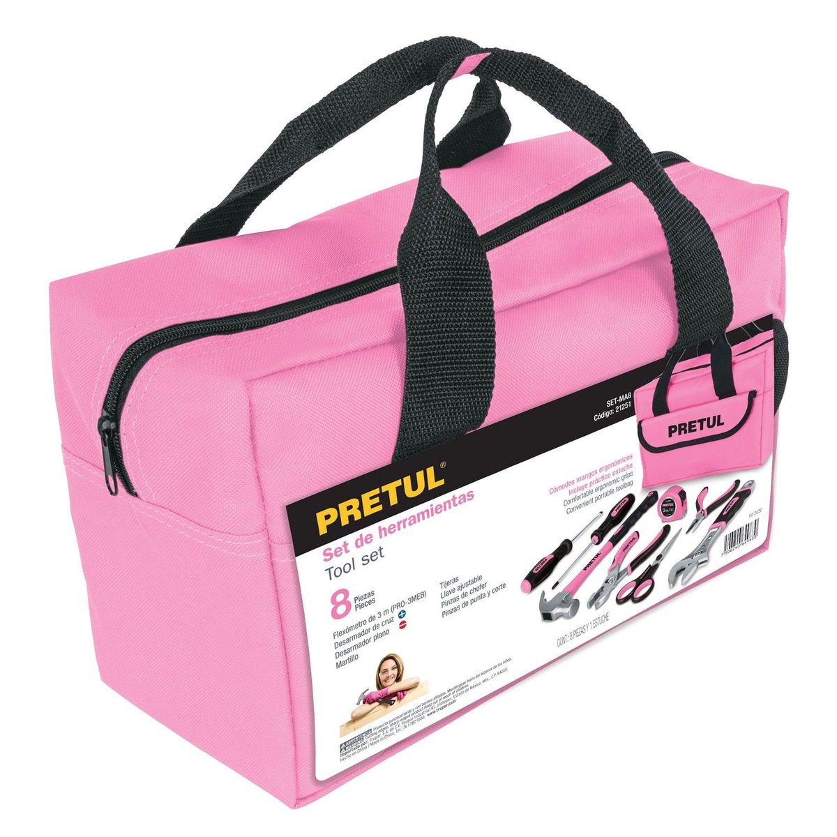 PRETUL - Kit De Herramientas 8 Pzs Rosado Pretul 21251
