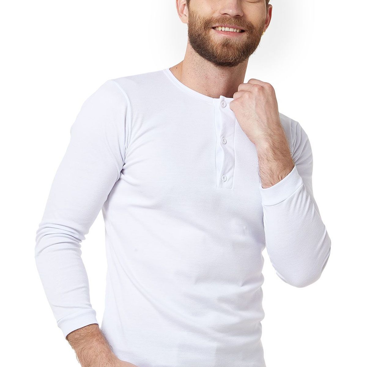 SANTANA - Camiseta Hombre Cuello 3 Botones Manga Larga Santana