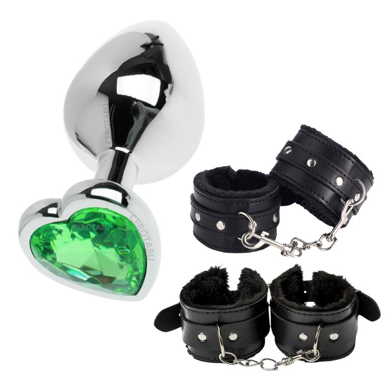 GENERICO - Kit Erotico Sexual Plug Anal + Esposas Manos + Esposas Pies