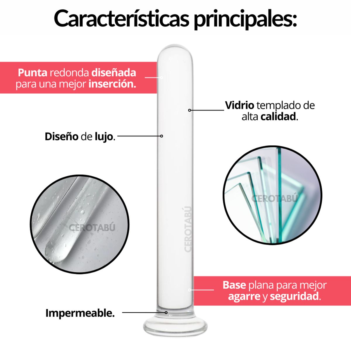 GENERAL TOOLS - Dildo En Vidrio Consolador Anal Vaginal Textura Lisa-