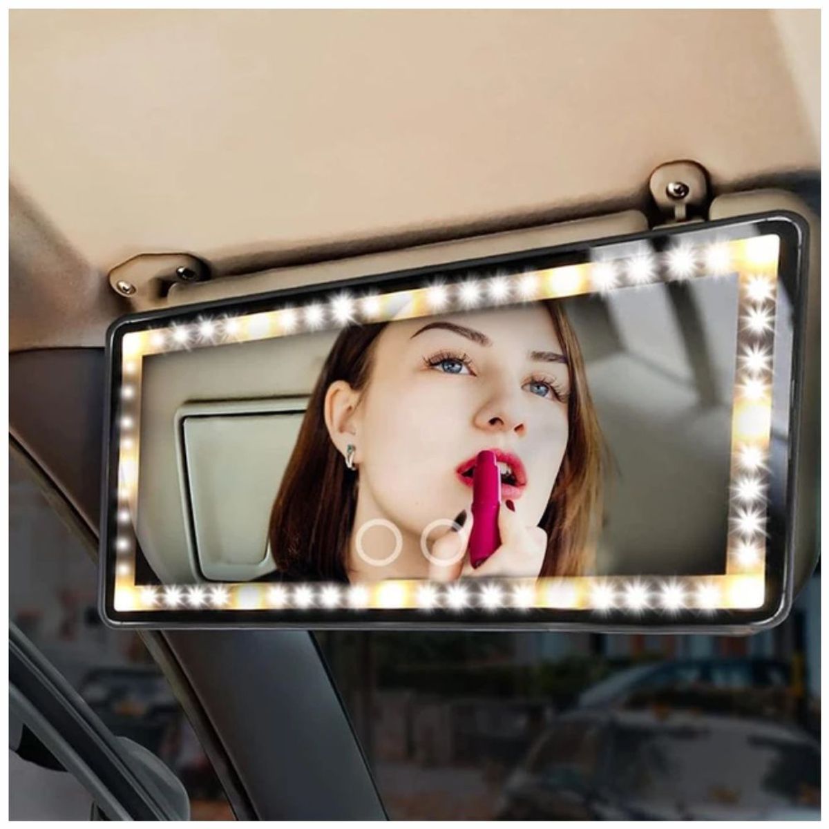 GENERICO - Espejo De Maquillaje Recargable Luz Led 3 Tonos Para Carro