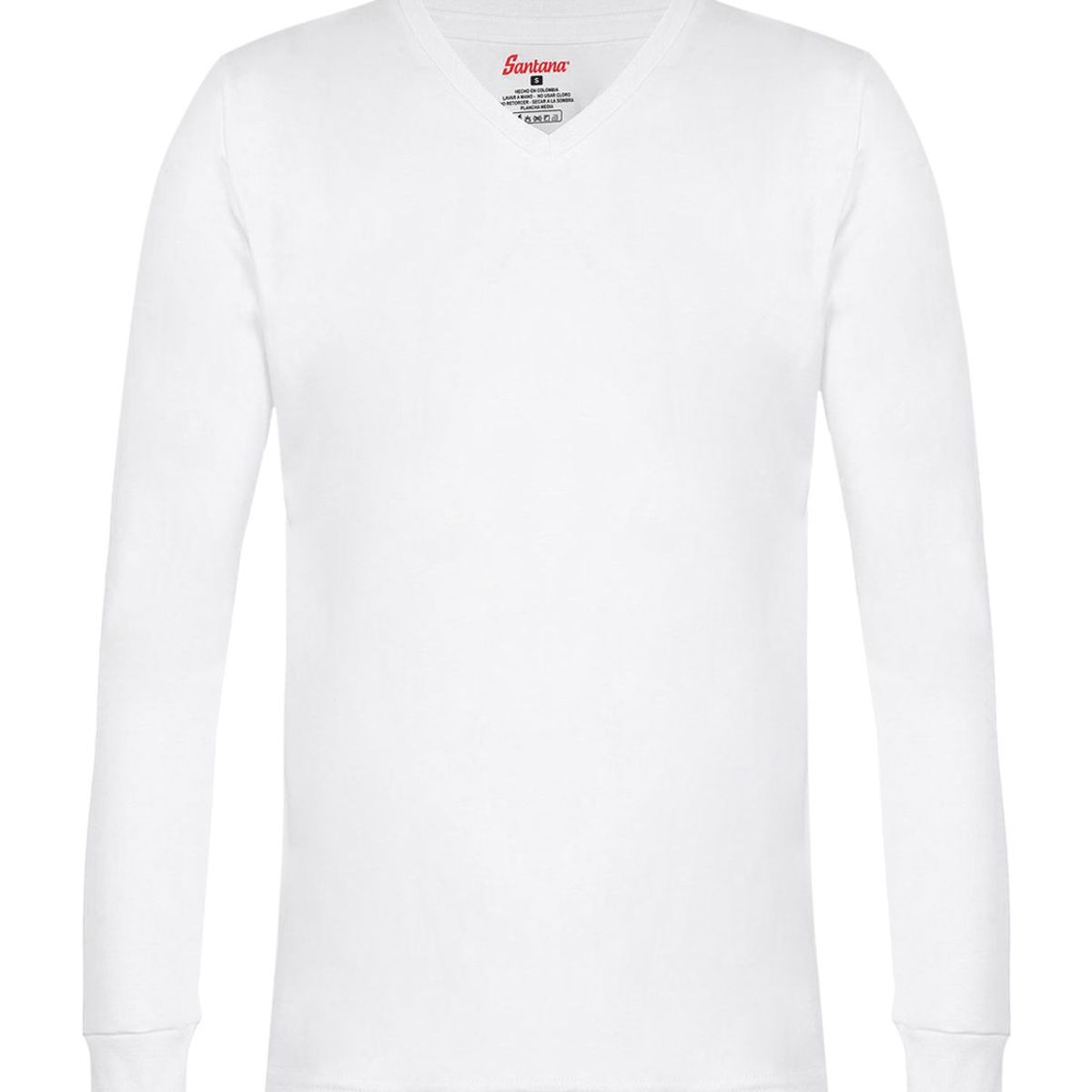 SANTANA - Camiseta Niño Cuello V Manga Larga Blanca Santana