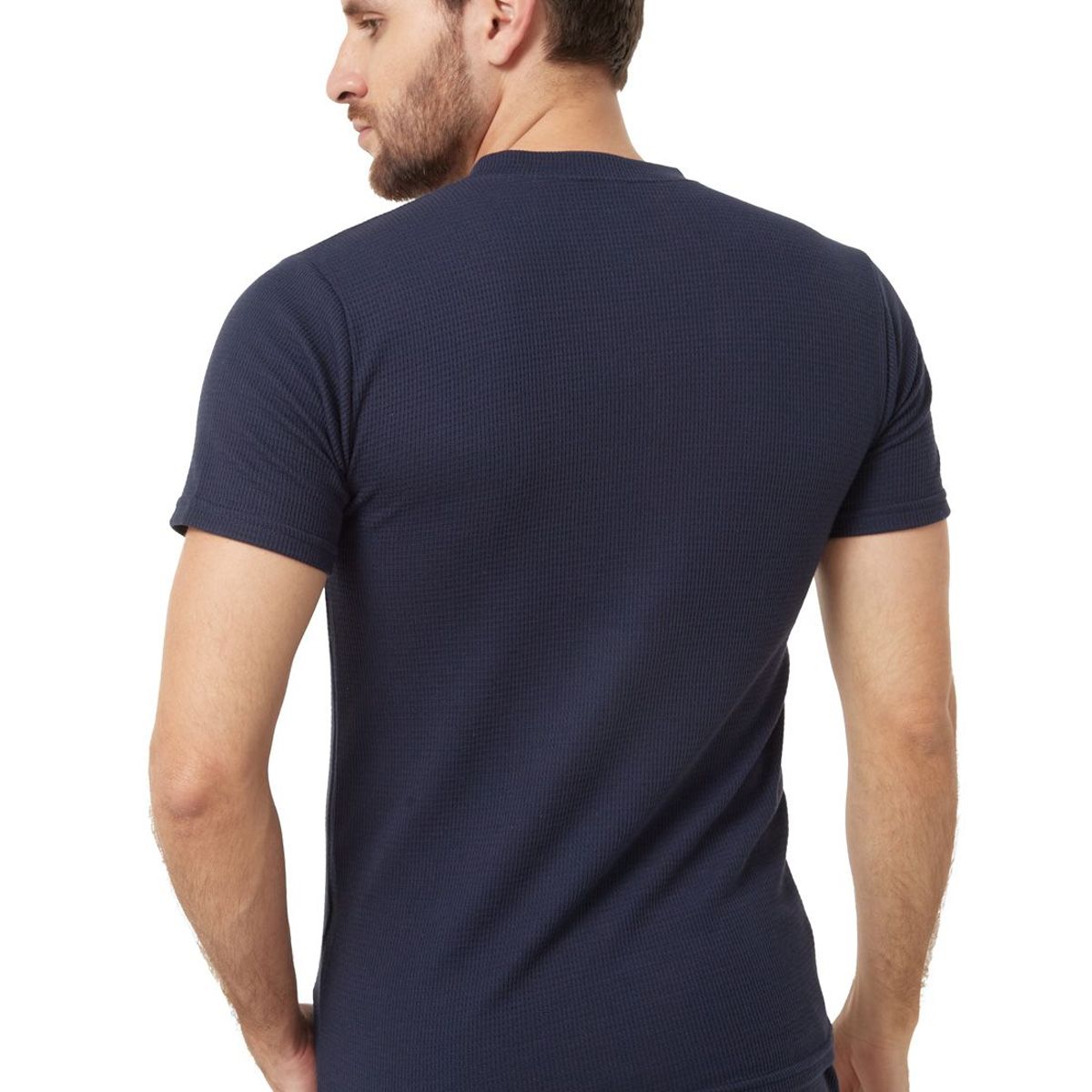 SANTANA - Camiseta Henley Hombre Manga Corta Santana Azul Oscuro