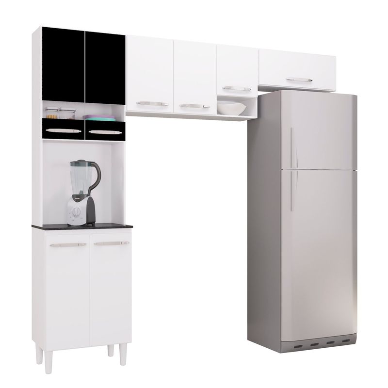 AKIVOY - Mueble Superior Cocina Isadora Blanco Y Negro En L-