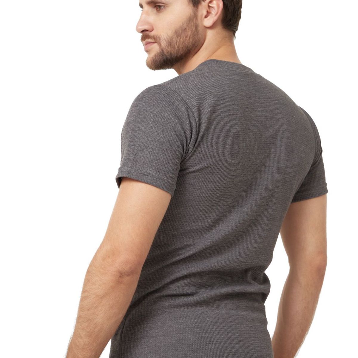 SANTANA - Camiseta Henley Hombre Manga Corta Santana Gris Oscuro