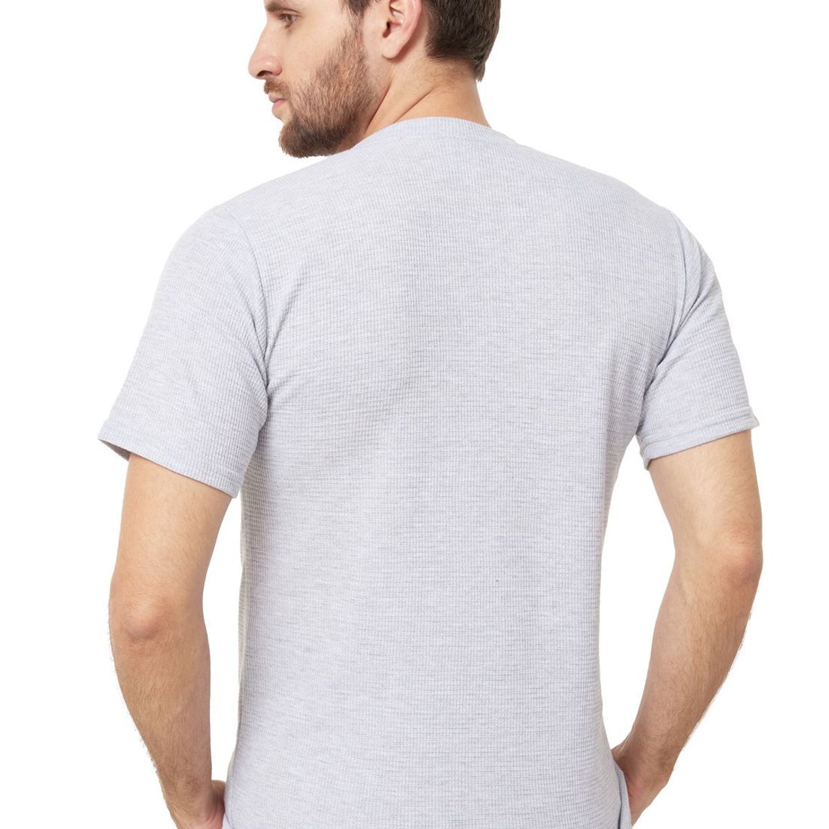SANTANA - Camiseta Henley Hombre Manga Corta Santana Gris Claro