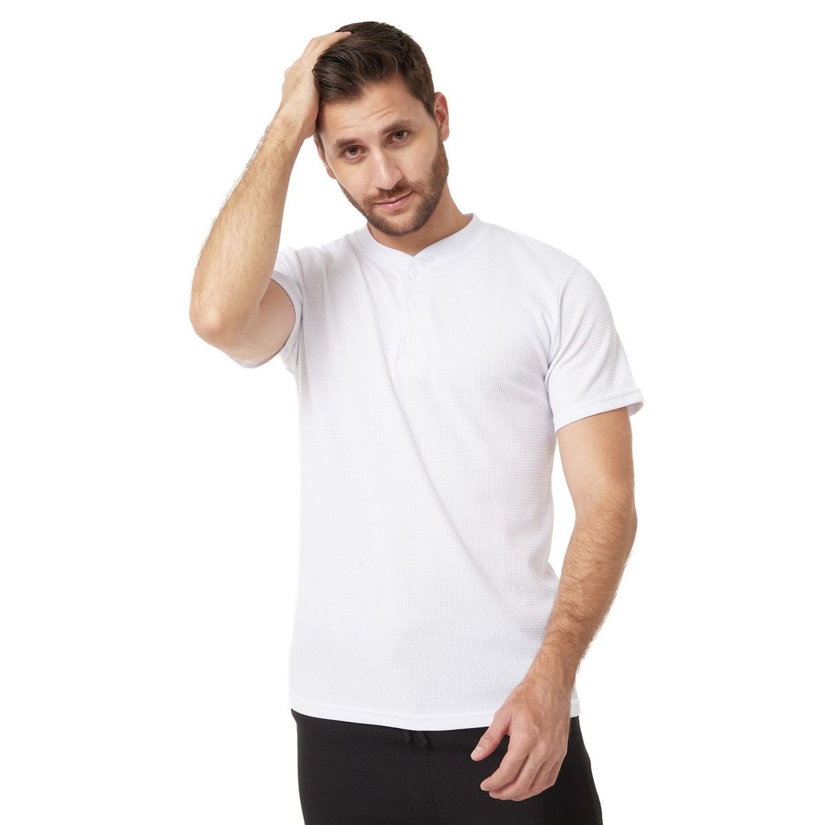 SANTANA - Camiseta Henley Hombre Manga Corta Santana Blanco
