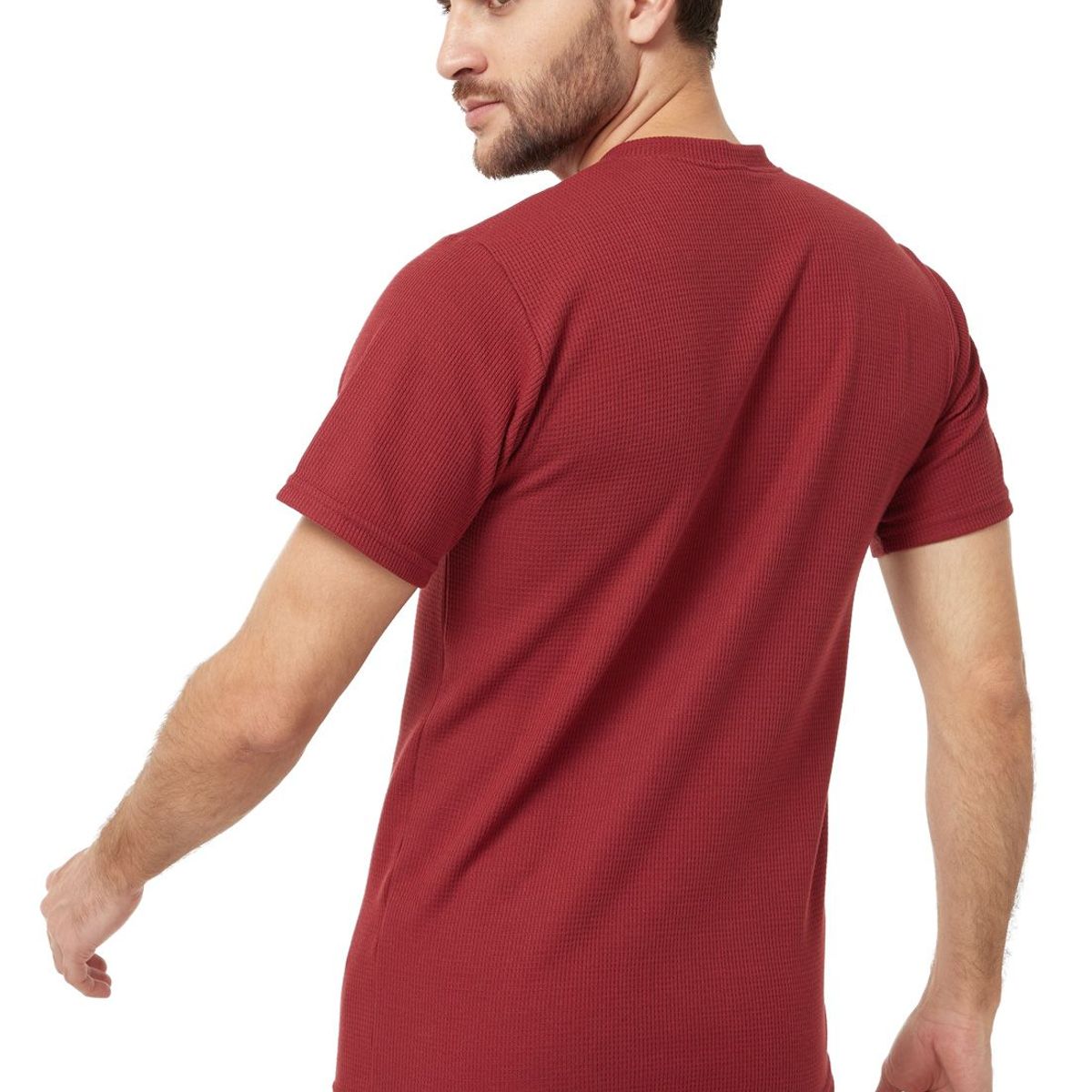 SANTANA - Camiseta Henley Hombre Manga Corta Santana Vinotinto