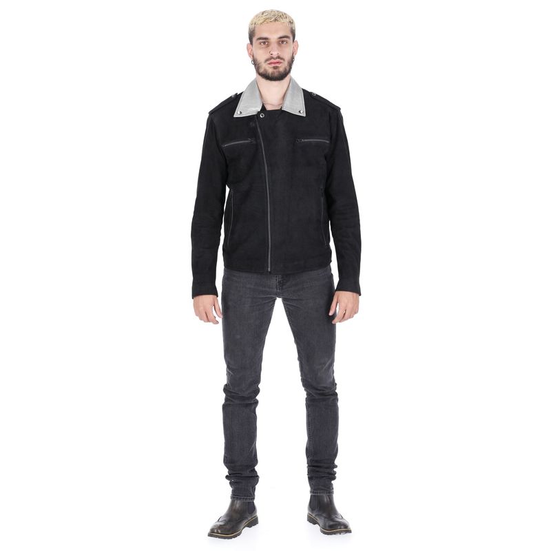 LA CHAQUETERIA - Chaqueta en Cuero Gamuza Negro LCHL21