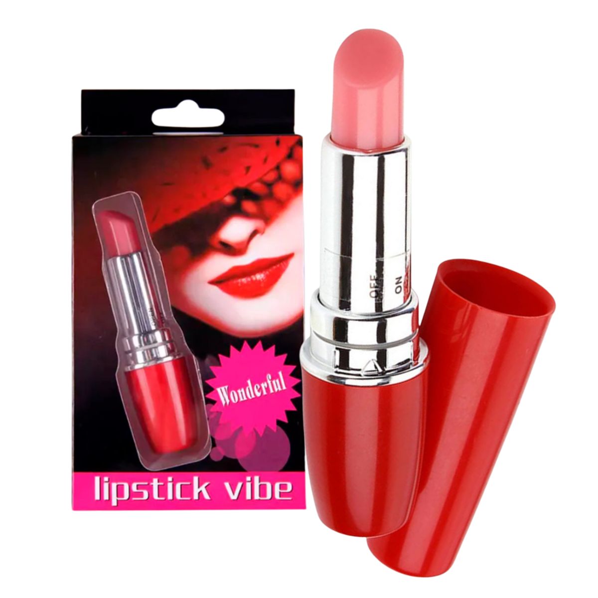 GENERICO - Consolador Bala Vibradora Lipstick Juguete Sexual Roja