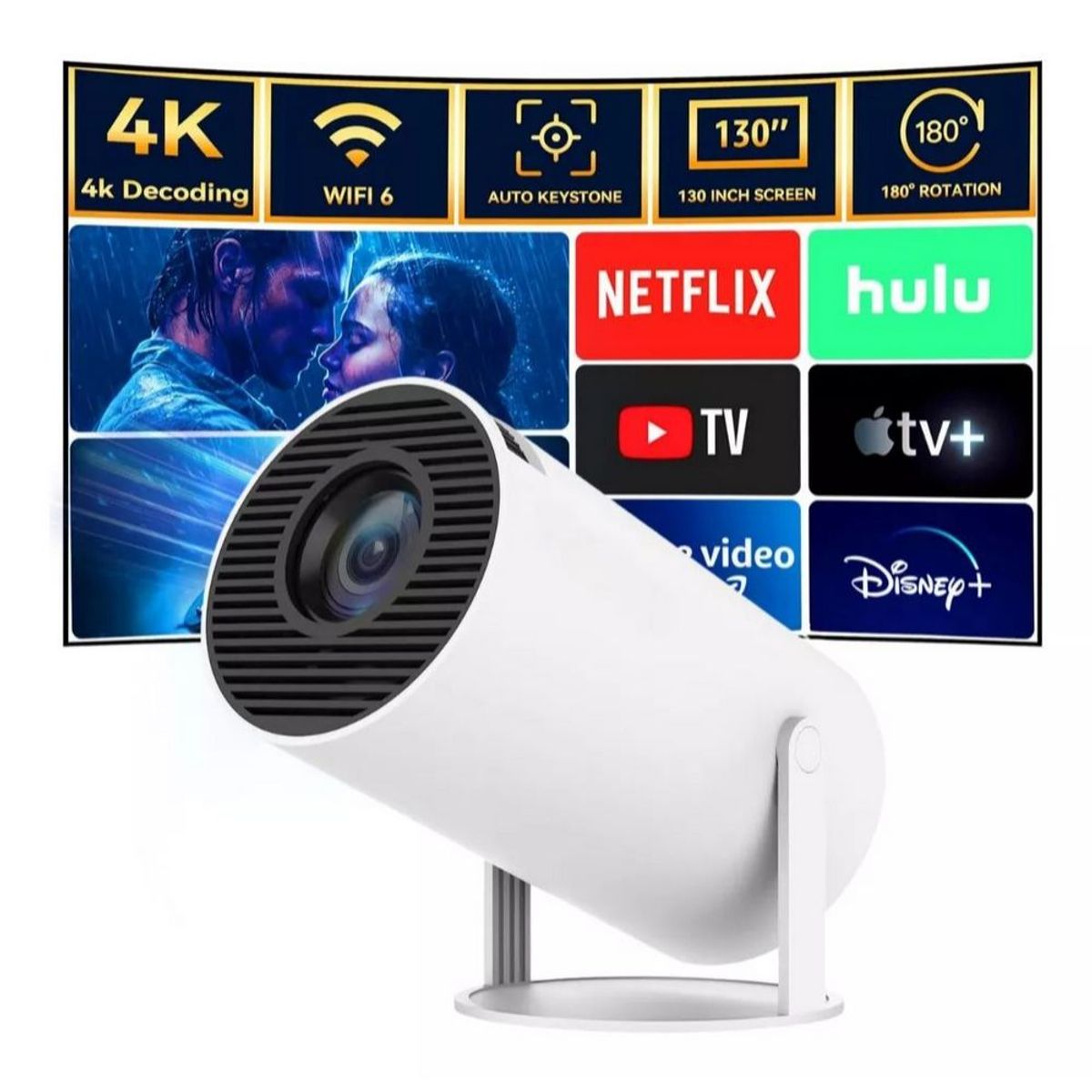 GENERICO - Mini Proyector 4k Wifi Bluetooth Video Beam Hy300 Automatico Magic Tv