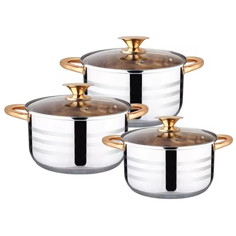 GENERICO - Bateria De Cocina Ollas En Acero Quirurgico Duo Le Bao 6pcs