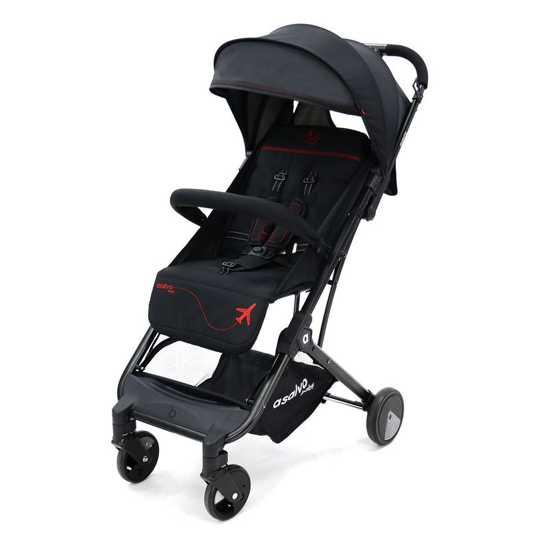 ASALVO - Coche Para Bebe  Flight Negro-Rojo