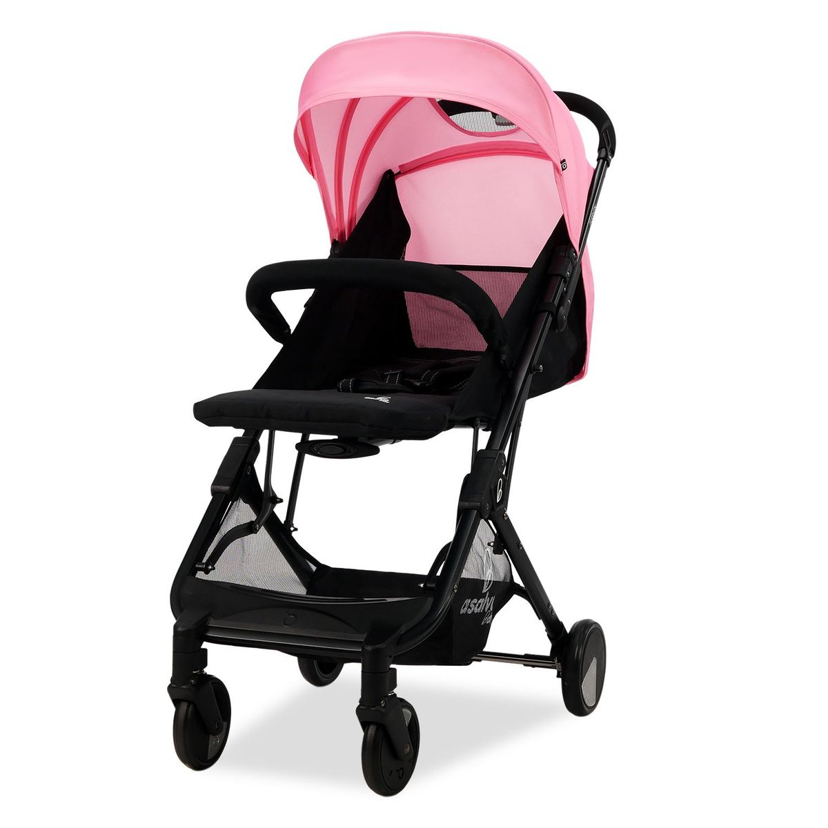 ASALVO - Coche Para Bebe Flight Negro-Rosa