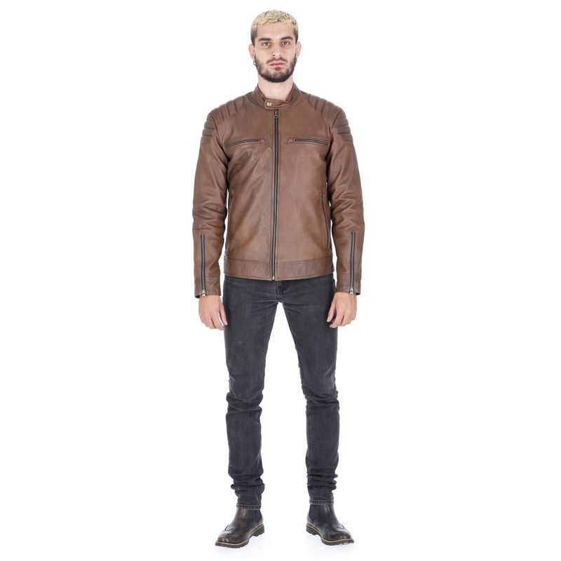 LA CHAQUETERIA - Chaqueta en Cuero Ovejo Miel SBK