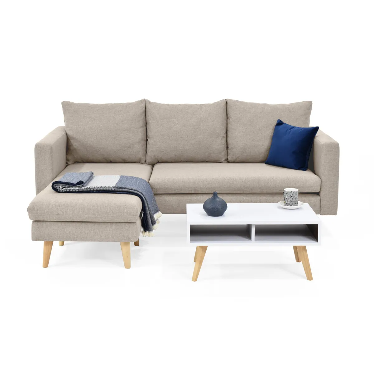 VENECIA - Sofá L Barbados Tela Beige con Mesa de Centro Barza_.