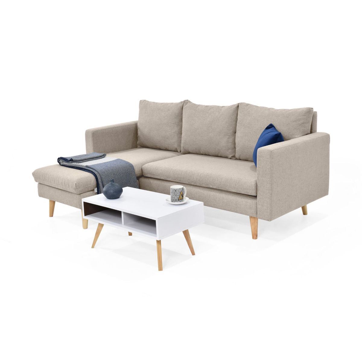 VENECIA - Sofá L Barbados Tela Beige con Mesa de Centro Barza_.