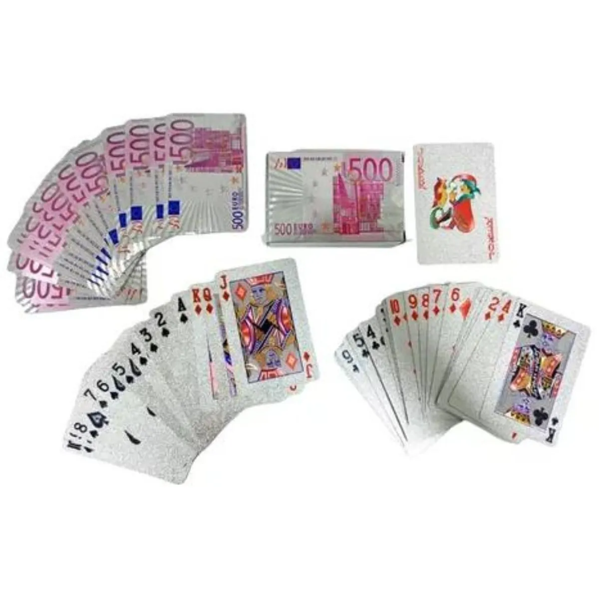 MAZUGI - Cartas Poker Casino Profesionales Juego Mesa Plateado Euro