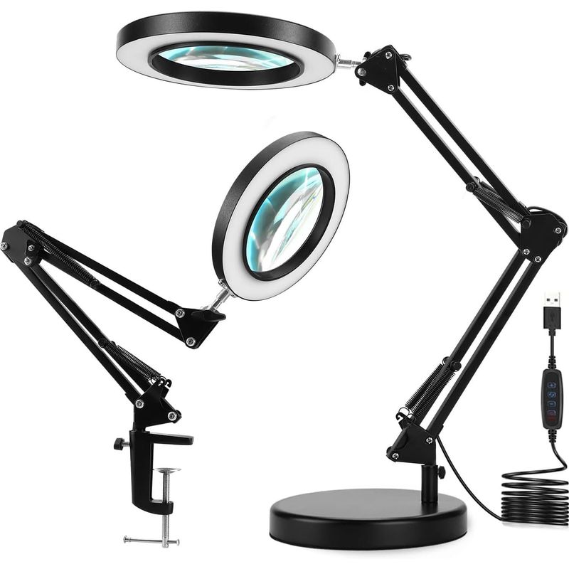 GENERAL - Lámpara De Lupa Led Con Base Y Prensa Ajustable Negra