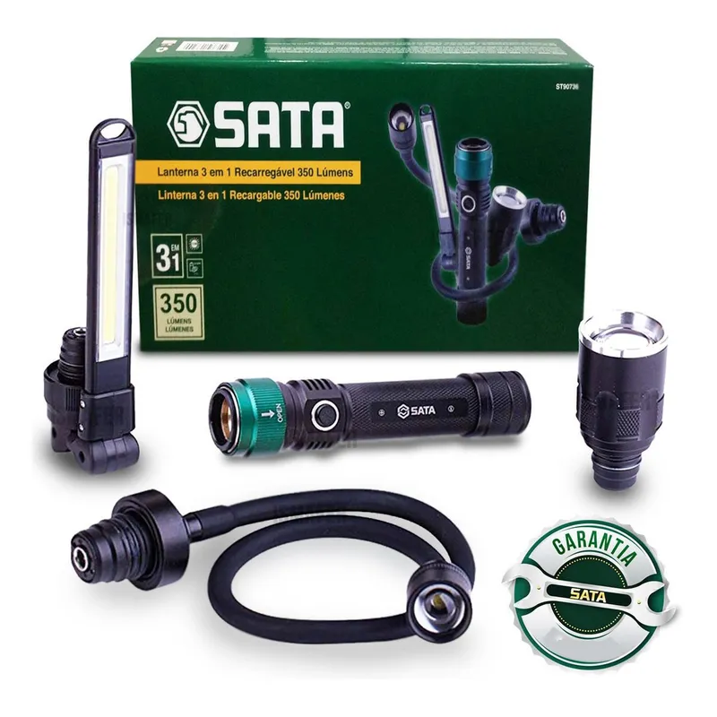 SATA - LINTERNA 3 EN 1 RECARGABLE 350LM
