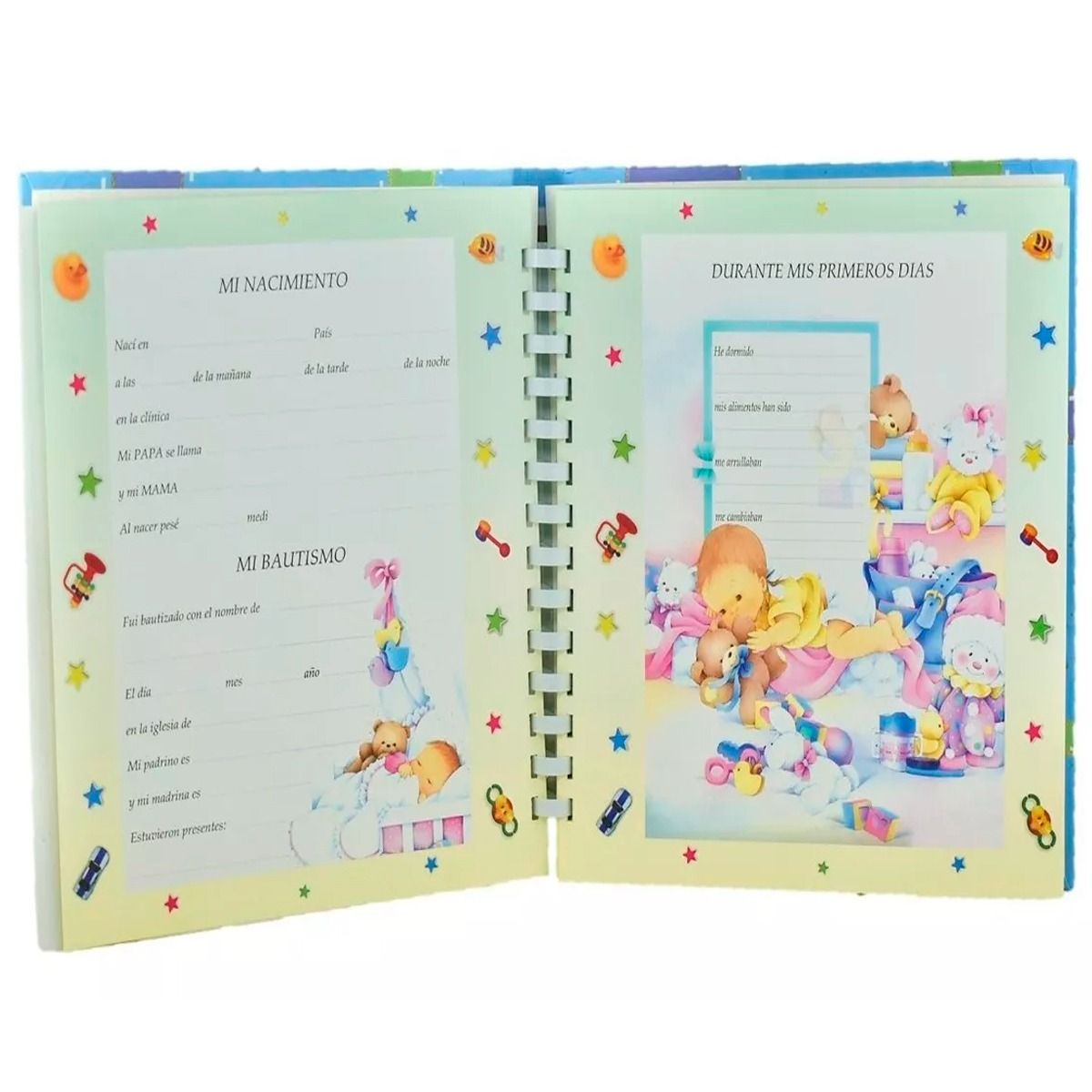 MUNDO BEBE - Álbum Libro de Recuerdos Primer Año Múltiples Secciones para Fotos Y Objetos 17 Páginas Mundo Bebe