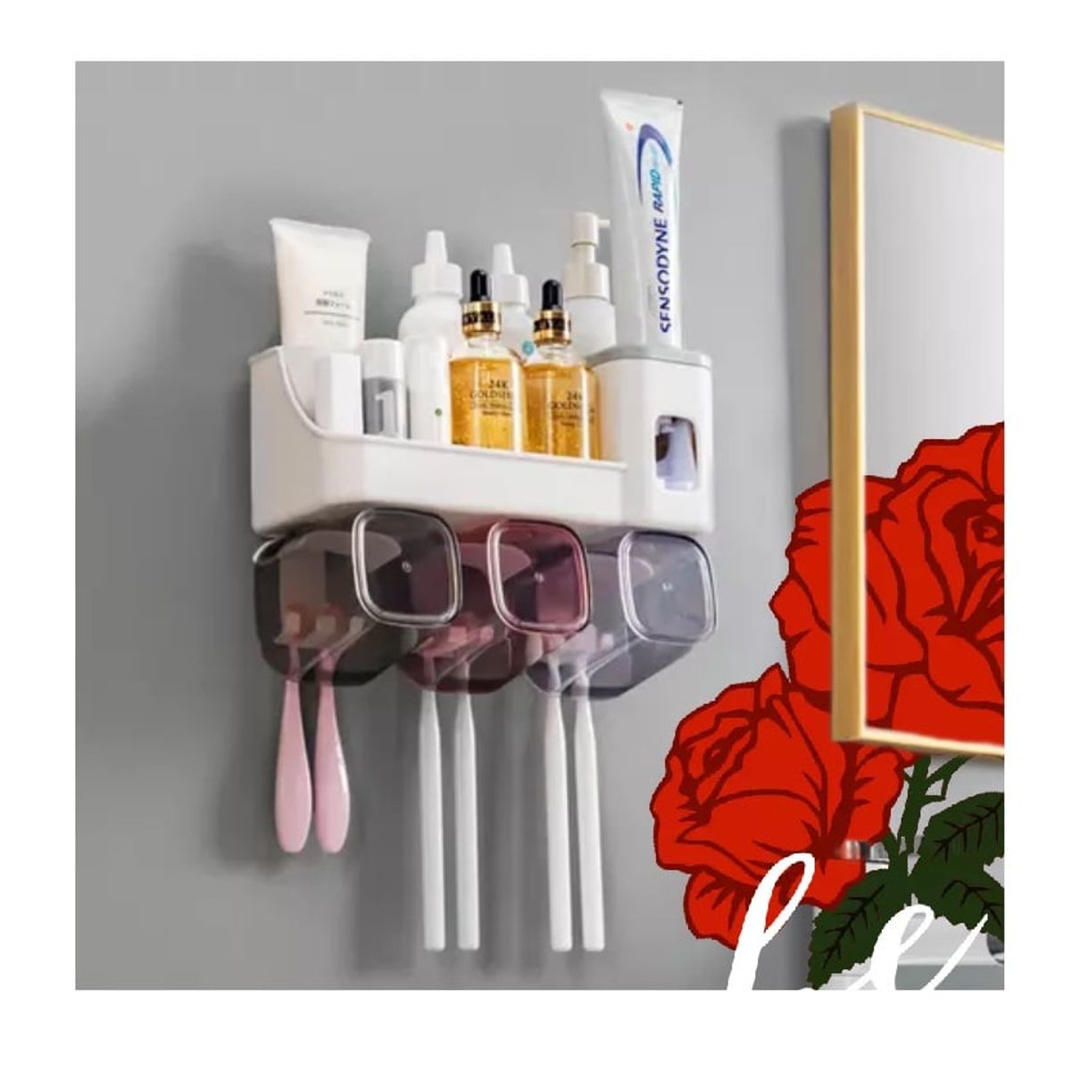 GENERICO - Dispensador crema dental porta cepillos Soportes organizador 3 vaso