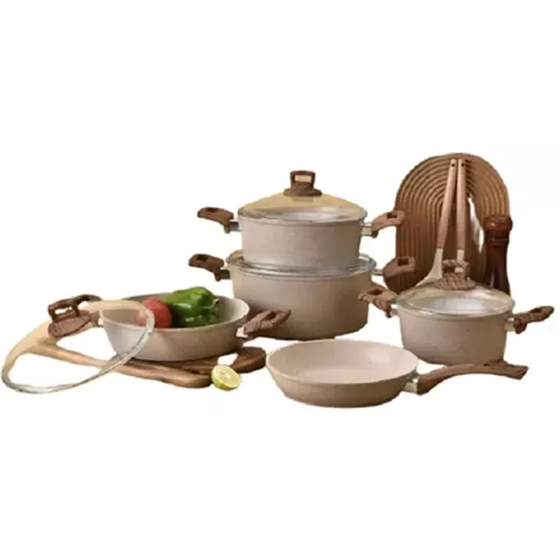 TORNADO - Set De Ollas De Cocina De Aluminio Forjado 12 Piezas Cafe