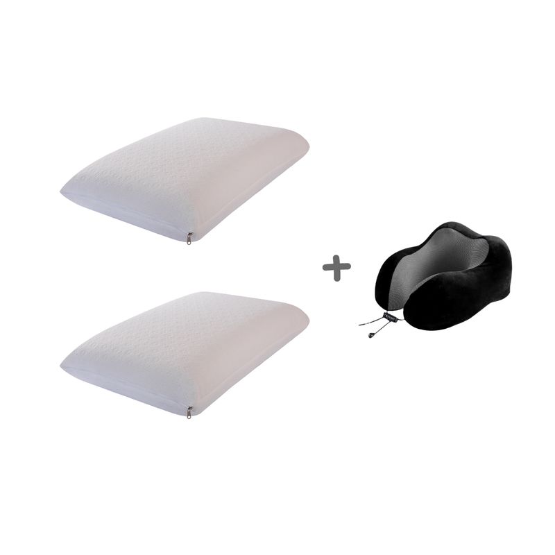 TECNOFOAM - Almohadas Combo Oferta Limitada Set x 2 Almohadas Clasica + Cuello Viajero