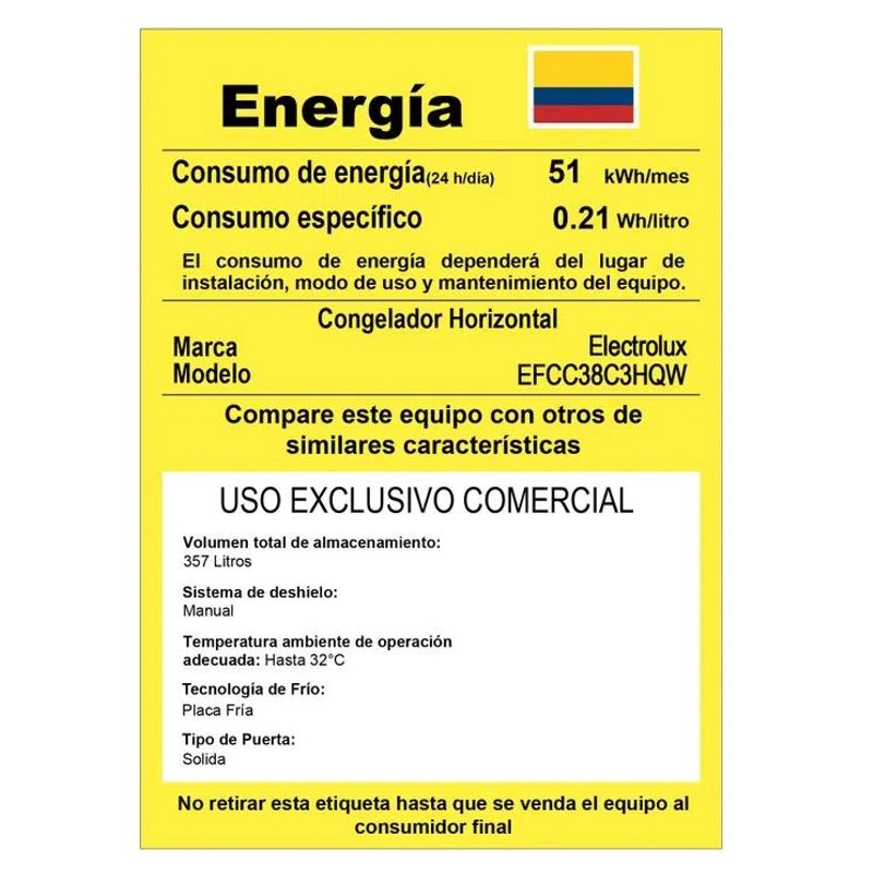 ELECTROLUX - CONGELADOR ELECTROLUX EFCC38C3HQW 357L DUAL