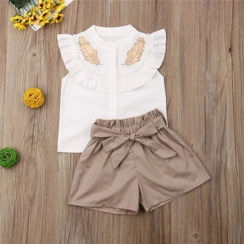 LUSOLSI - Conjuntos de vestir Prendas Ropa Blusa y pantalon corto para niñas